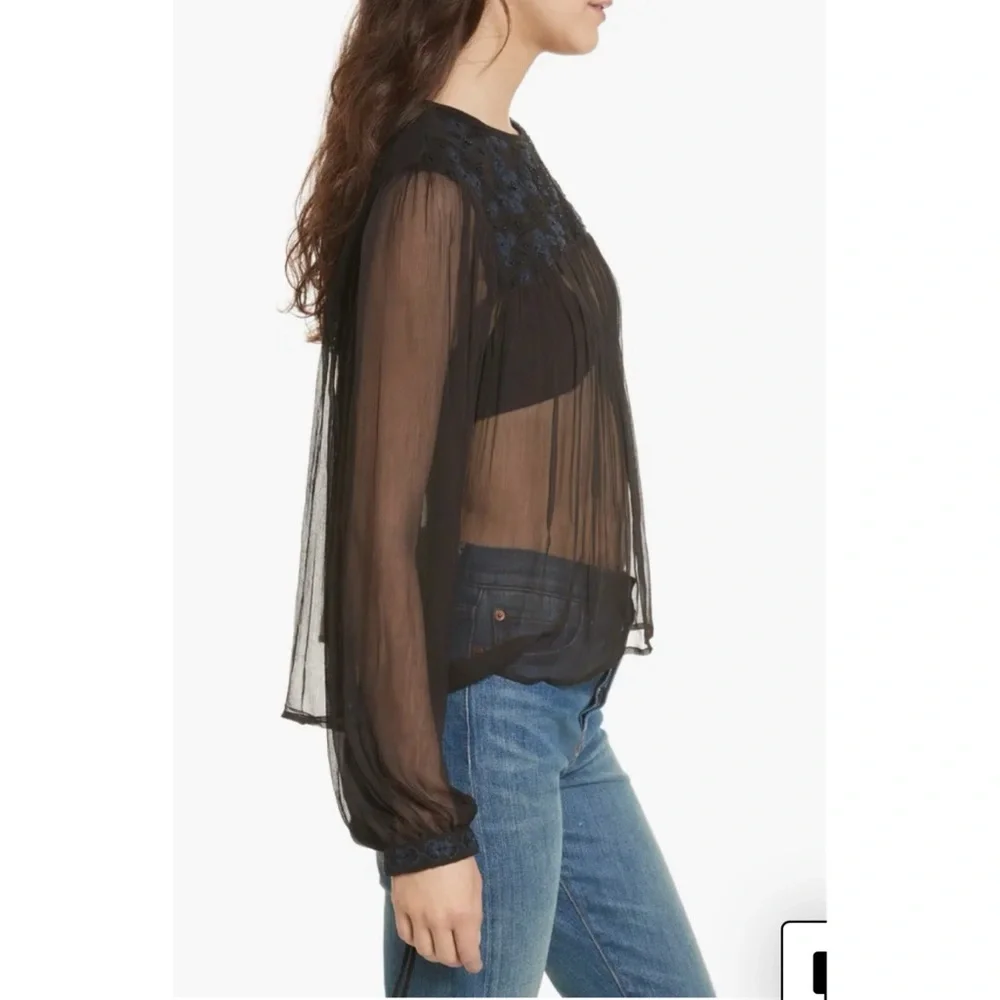 NWT Free People Retro Sheer Blouse - Picture 2 of 8